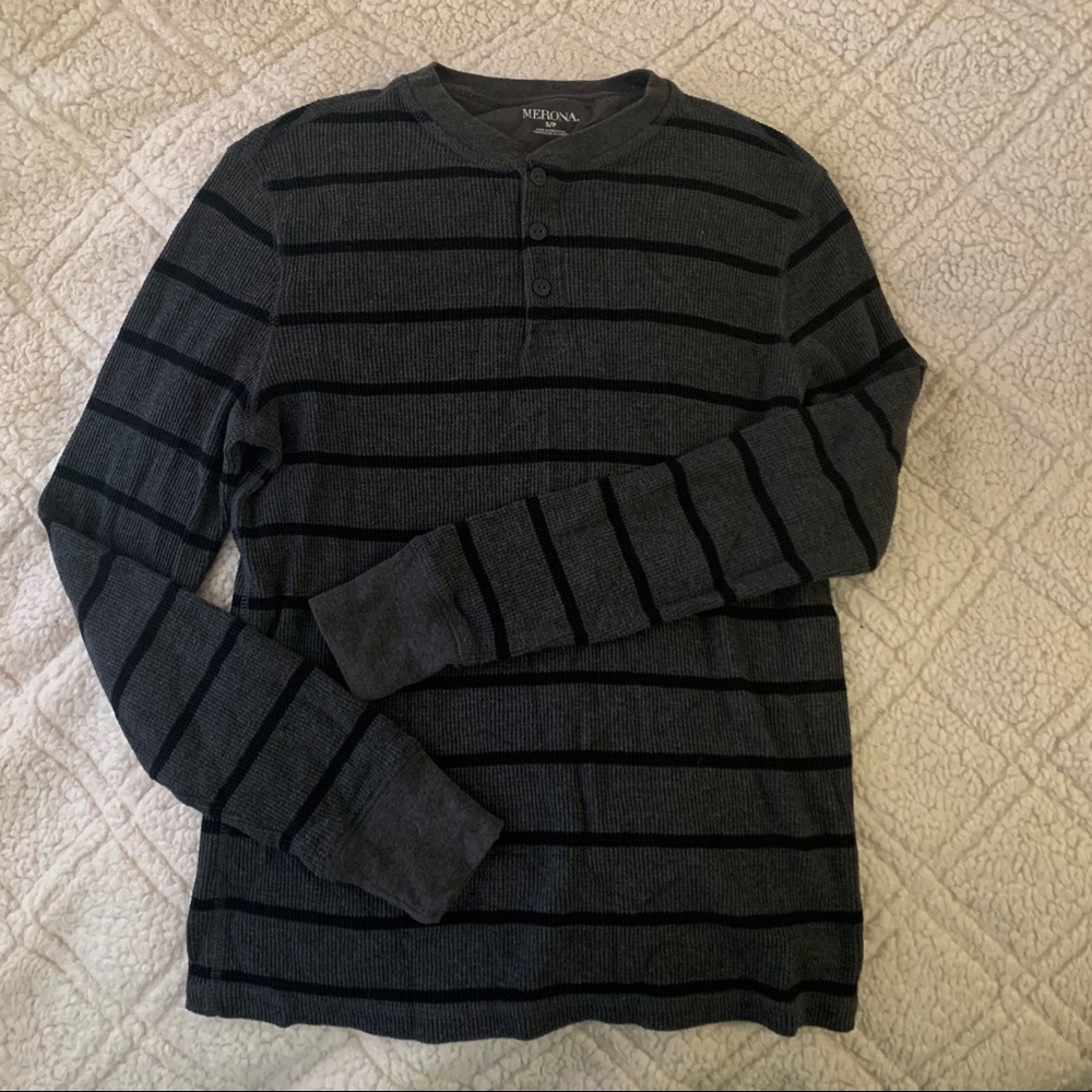 merona grey and black long sleeve tee